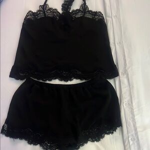 INC International Concepts Black Lace Pajama Set